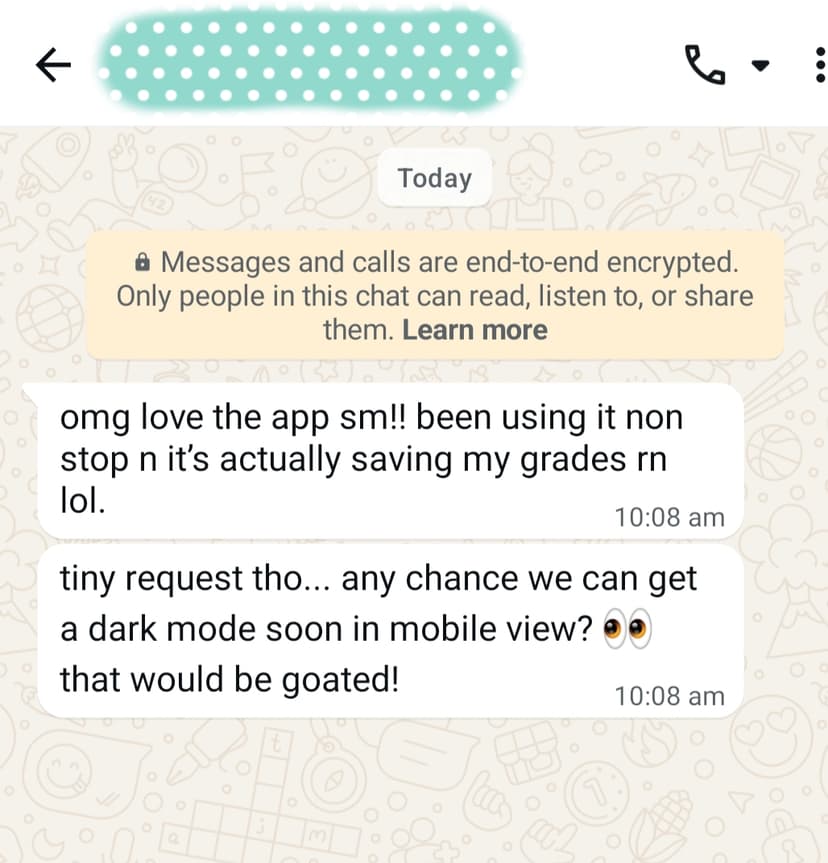 WhatsApp review from Arjun K.